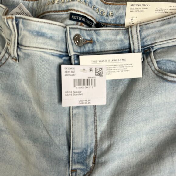 American Eagle Jeans 16R x 33 Blue Super High Rise Jeggings Next Level Stretch - Picture 4 of 16
